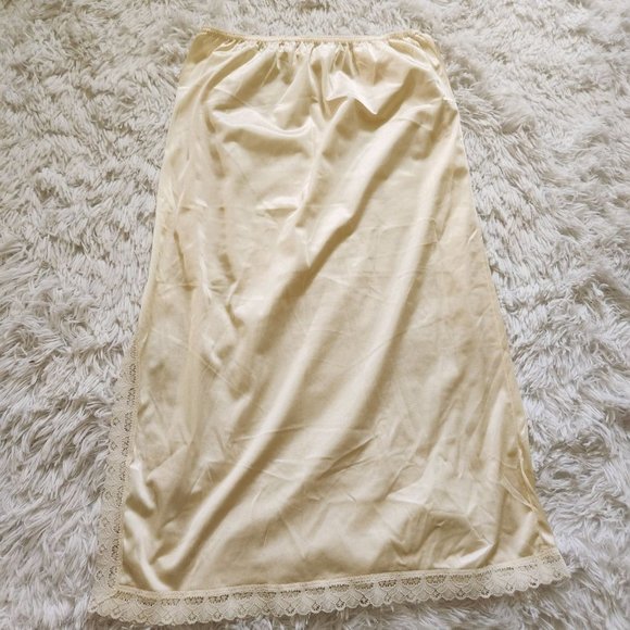 Vintage Fortune‎ Beige Yellow Slip Women's Medium - Picture 3 of 3